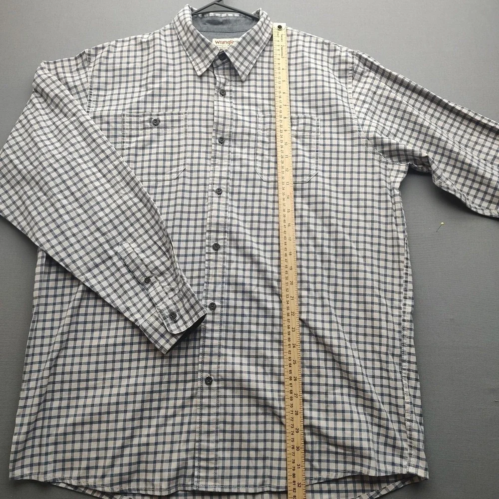 Wrangler Authentics Men's‎ Blue Check Button Up Shirt XLT Long Sleeve